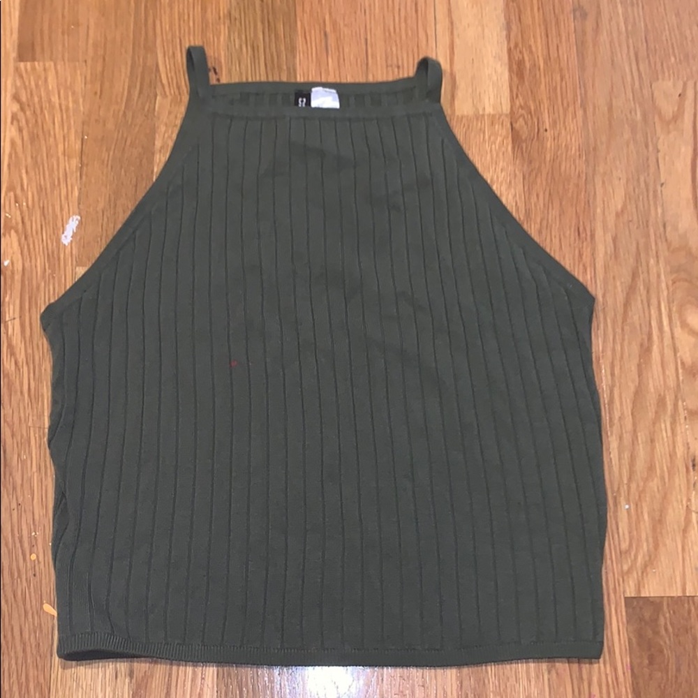 green ribbed tank top